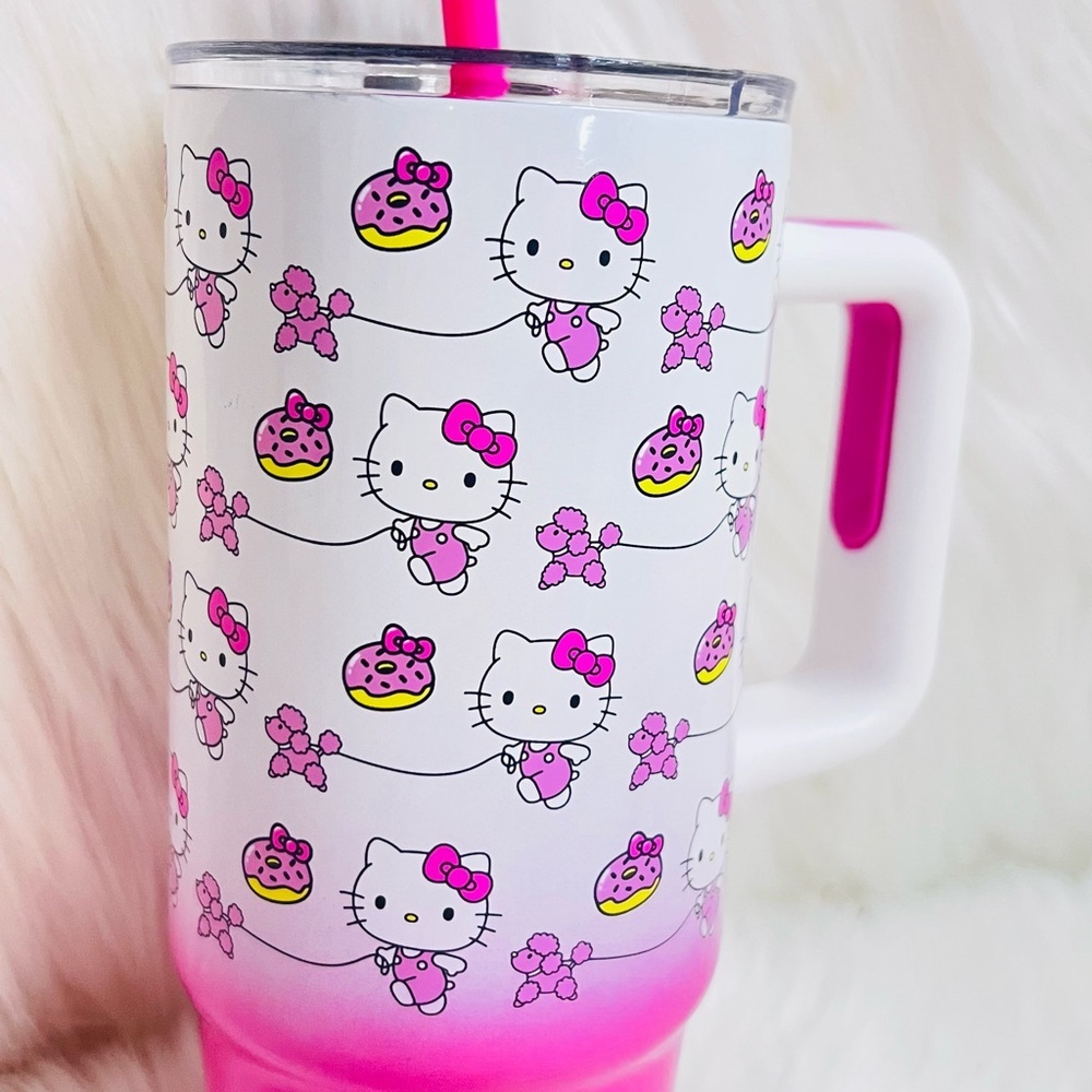 Hello Kitty Pink and White Tumbler with Straw - Picture 3 of 3